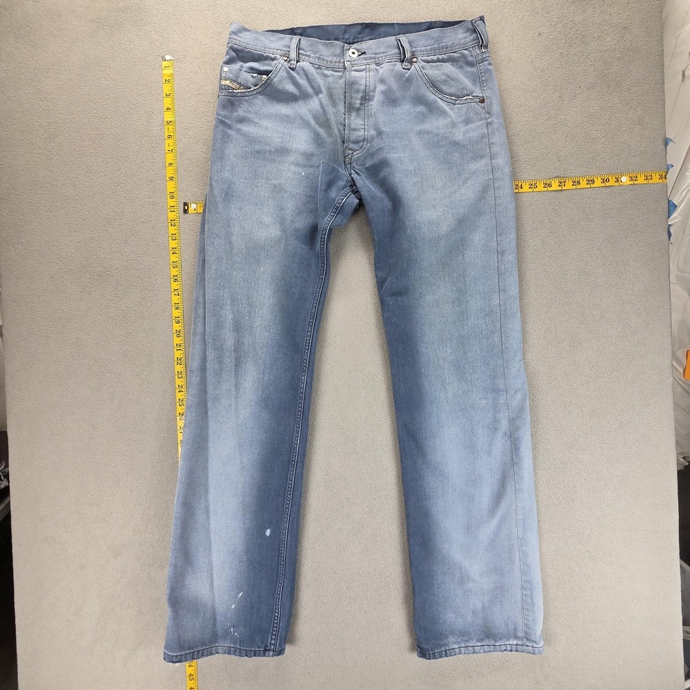 Diesel Jeans Mens 33x34 Blue Jeeves Straight Button Fly Made In Italy 0080F